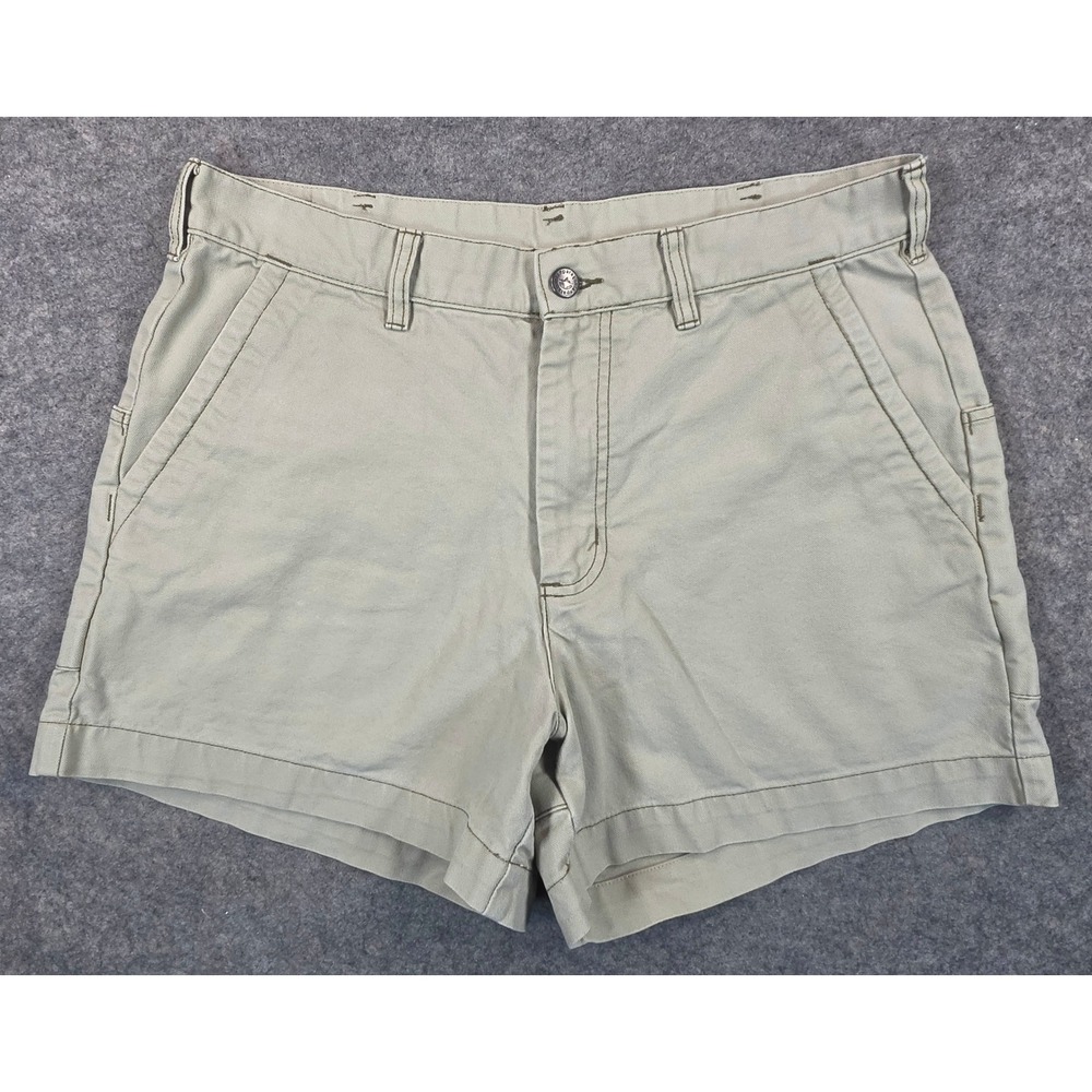 Vintage Mens 34 Organic Cotton Stand Up Shorts Tan Khaki 5" Inseam Canvas